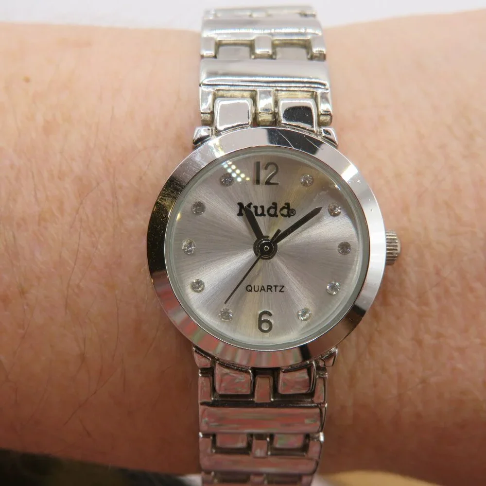 Mudd Watch Ladies SIlver Tone Rhinestones - Picture 2 of 7